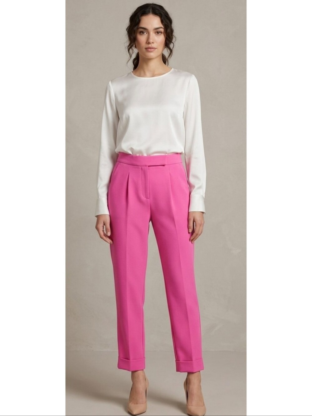 Loft Outlet High Rise Straight Trouser Pants Pink Size XSP